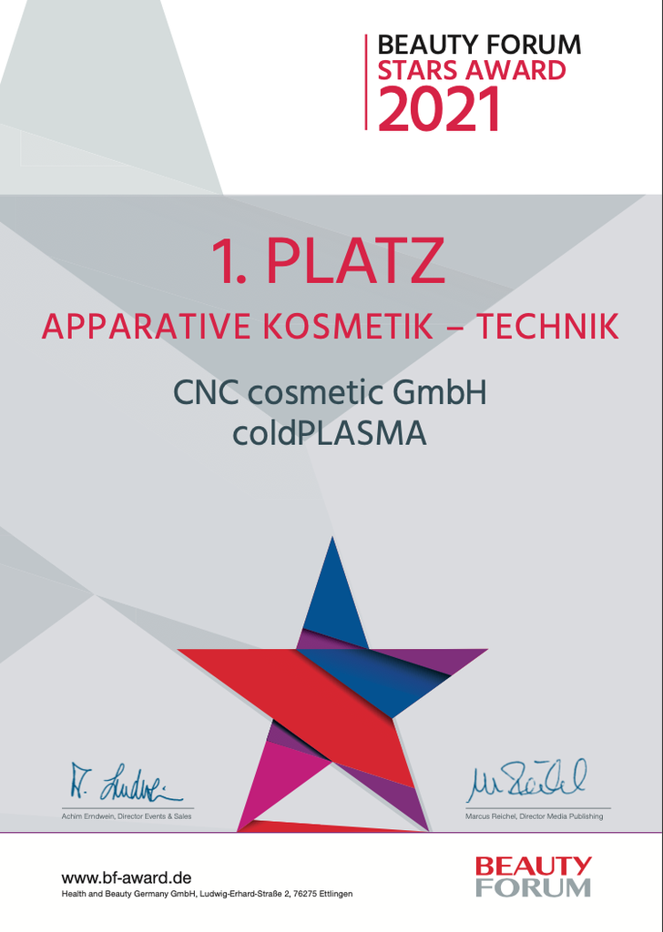[PR8305] Beauty Award Urkunde coldPLASMA 2021