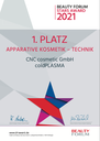 Beauty Award Urkunde coldPLASMA 2021